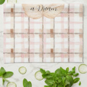 Linge De Cuisine Pink Brown White Plaid Stripes Leaf (Plié)