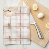 Linge De Cuisine Pink Brown White Plaid Stripes Leaf (Quart Plié)