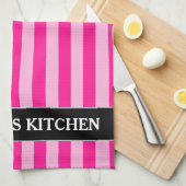 Linge De Cuisine Pink clair et roses profonds + Nom personnalisé (Quart Plié)