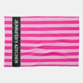 Linge De Cuisine Pink clair et roses profonds + Nom personnalisé (Horizontal)