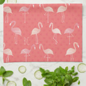 Linge De Cuisine Pink Coral Red Flamingo Pattern Personalized (Plié)