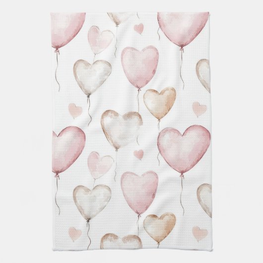 Linge De Cuisine Pink Cream Hearts (Vertical)