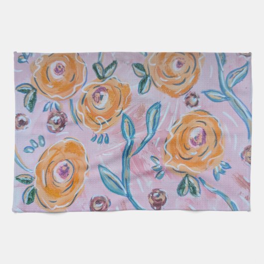 Linge De Cuisine Pink Floral Kitchen Towel (Horizontal)