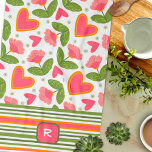 Linge De Cuisine Pink Fun Chic Monogramme Floral initial rayé<br><div class="desc">Chic rose floral Personnalisé Initiale moderne serviette de cuisine. Ces serviettes de cuisine colorées sont parfaites pour ajouter un peu de couleur à votre cuisine. Associez-le avec une bouteille de vin et il fait un grand cadeau personnalisé pour vos amis, famille, collègues, voisins, etc... Pour plus d'idées cadeaux, n'oubliez pas...</div>