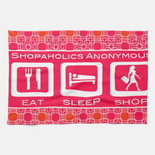 Linge De Cuisine Pink Funny Shopaholic Eat Sleep Shop Award