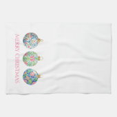 Linge De Cuisine Pink Green et Navy Blue Chinoiserie Noël (Horizontal)