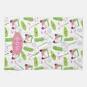 Linge De Cuisine Pink & Green Golf Personnalisé (Horizontal)