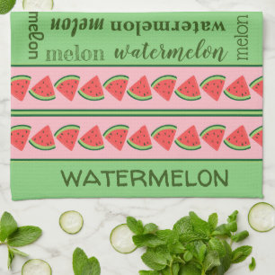 Linge De Cuisine Pink Green Watermelon Wedges - Watermelon Word Art