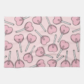 Linge De Cuisine Pink Lollipops, Heart Lollipops, Lollipop Pattern (Horizontal)