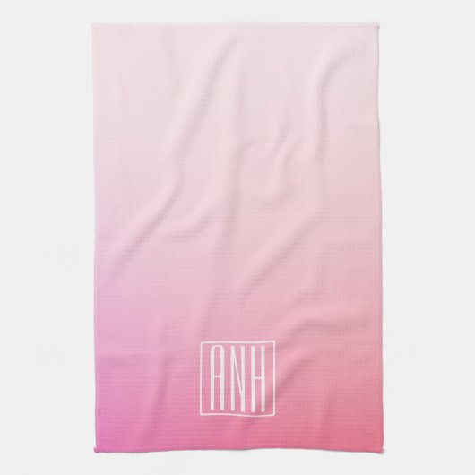 Linge De Cuisine Pink Ombre Gradation et vos initiales (Vertical)