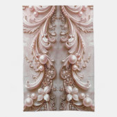 Linge De Cuisine Pink Ornate Pearl and Floral Kitchen Towel (Vertical)