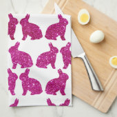 Linge De Cuisine Pink Parties scintillant Foil Bunny Printemps de P (Quart Plié)