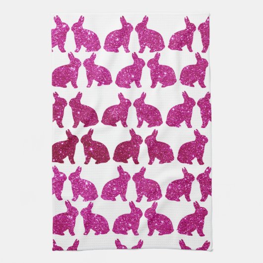 Linge De Cuisine Pink Parties scintillant Foil Bunny Printemps de P (Vertical)