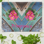 Linge De Cuisine Pink Primroses Rustic Blue Green Boboard (Plié)