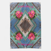 Linge De Cuisine Pink Primroses Rustic Blue Green Boboard (Vertical)