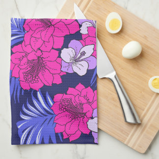 Linge De Cuisine Pink & Purple Tropical - Un design hibiscus lumine