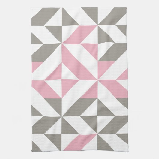 Linge De Cuisine Pink Raspberry and Silver Geometric ZigZag (Vertical)
