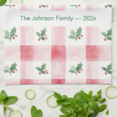 Linge De Cuisine Pink Red Retro Christmas Personalized (Plié)