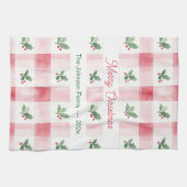 Linge De Cuisine Pink Red Retro Christmas Personalized (Horizontal)