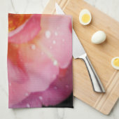 Linge De Cuisine Pink Rose w/ Dew Drops Black Background (Quart Plié)