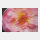 Linge De Cuisine Pink Rose w/ Dew Drops Black Background (Horizontal)