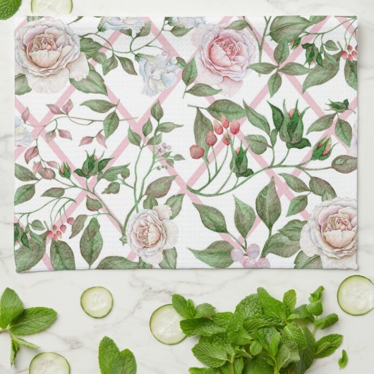 Linge De Cuisine Pink Roses (Plié)