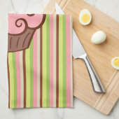 Linge De Cuisine Pink Striped Cupcake Kitchen Towel  (Quart Plié)