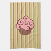 Linge De Cuisine Pink Striped Cupcake Kitchen Towel  (Vertical)