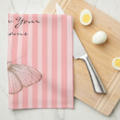 Linge De Cuisine Pink Stripes with Butterfly (Quart Plié)