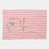 Linge De Cuisine Pink Stripes with Butterfly (Horizontal)