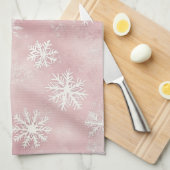 Linge De Cuisine Pink White Snowflakes Christmas (Quart Plié)