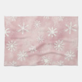 Linge De Cuisine Pink White Snowflakes Christmas (Horizontal)