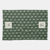 Linge De Cuisine Pins rustiques Nom de famille Monogramme Noël (Horizontal)