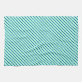 Linge De Cuisine Pinstripes diagonales - aqua et marine (Horizontal)