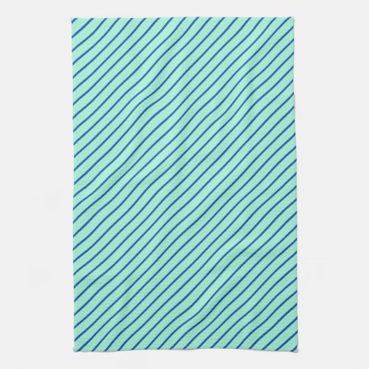 Linge De Cuisine Pinstripes diagonales - aqua et marine (Vertical)