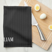 Linge De Cuisine Pinstripes noires (Quart Plié)