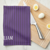 Linge De Cuisine Pinstripes pourpres (Quart Plié)
