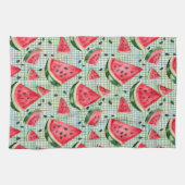 Linge De Cuisine Pique-nique Patch Watermelon - Aquarelle En vichy  (Horizontal)