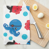 Linge De Cuisine Pirate Octopus, Motif de pieuvre, Animaux de mer (Quart Plié)