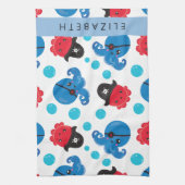 Linge De Cuisine Pirate Octopus, Motif Octopus, Mer, Votre Nom (Vertical)
