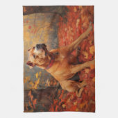 Linge De Cuisine Pitbull à l'automne Feuilles automne Inspiration (Vertical)