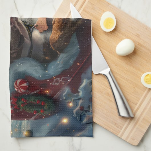 Linge De Cuisine Pitbull Chien Festif de Noël (Quart Plié)