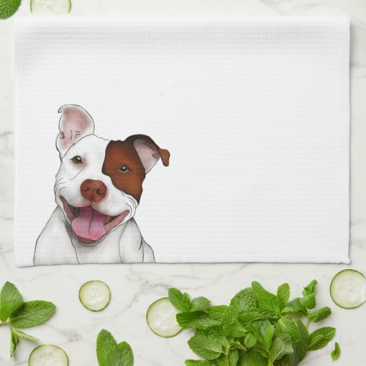 Linge De Cuisine Pitbull de sourire heureux (Plié)