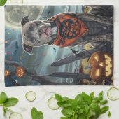 Linge De Cuisine Pitbull Halloween Éffrayant (Plié)