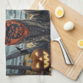 Linge De Cuisine Pitbull Halloween Éffrayant (Quart Plié)