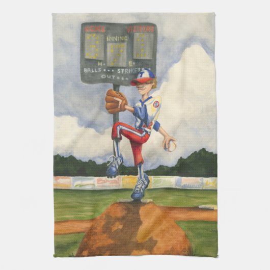 Linge De Cuisine Pitcher de baseball sur Mound par Jay Throckmorton (Vertical)