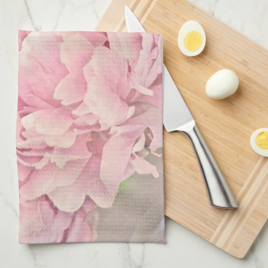 Linge De Cuisine Pivoines roses (Quart Plié)