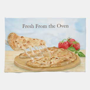 Linge De Cuisine Pizza au Fromage Classique Aquarelle