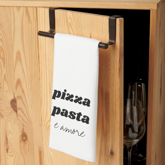 Linge De Cuisine Pizza Pasta Funny Amore Nom Cuisine noire blanche (Pliage en tiers)