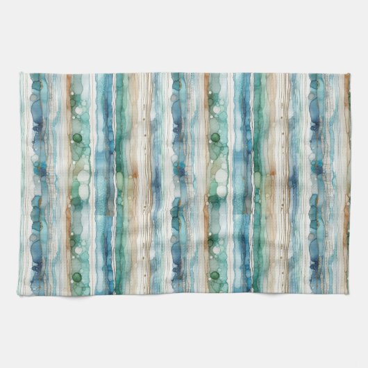 Linge De Cuisine Plage abstraite, alcool rayures d'encre (Horizontal)